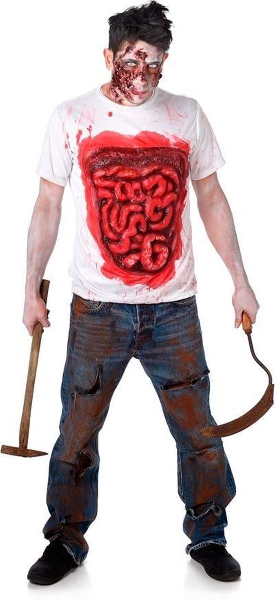 Zombie Kostuum | Slechte Spijsvertering Halloween T-Shirt | Small | Halloween | Verkleedkleding